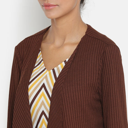 Brown Ribbed Short Shrug