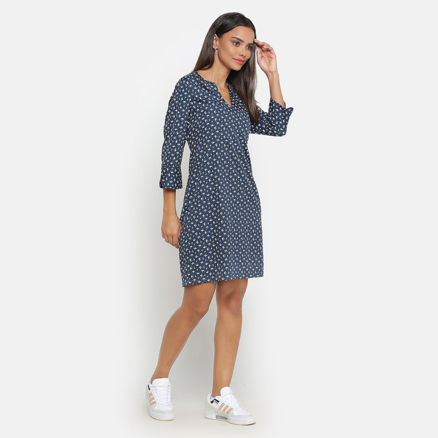 Blue Bird Printed Short Dress