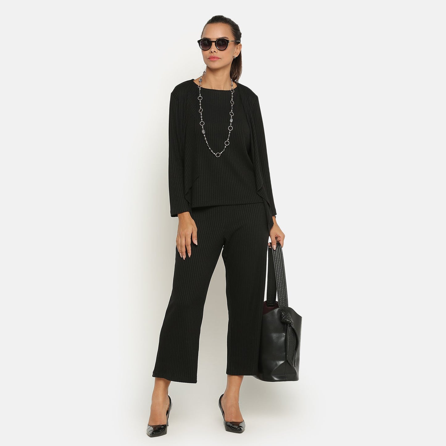Black Ribbed Short Shrug