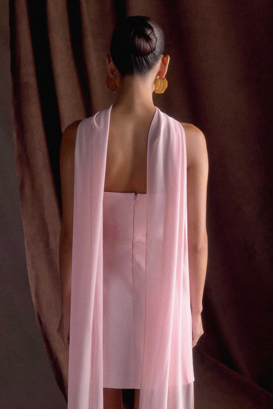 Orellia Strapless Suiting Mini Dress - Soft Pink