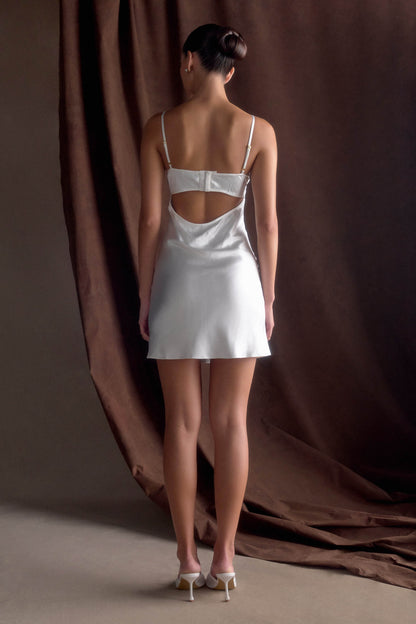 Scarlett Satin Slip Mini Dress - Ivory