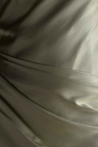 Jasmine Strapless Satin Maxi Dress - Sage