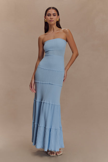 Finley Pointelle Knit Maxi Dress - Cornflower Blue