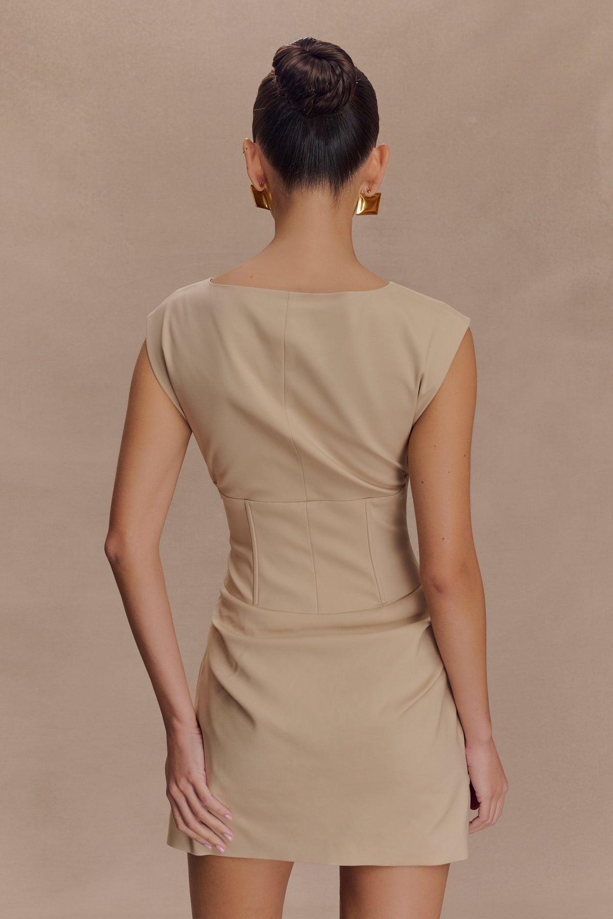 Doris Sleeveless Mini Dress - Camel