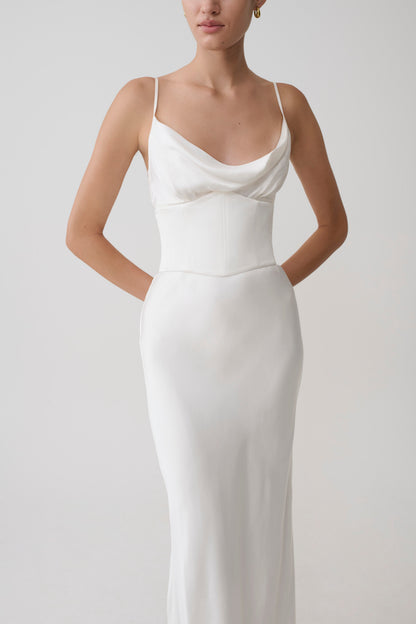 Seraphine Corset Satin Maxi Dress - Ivory