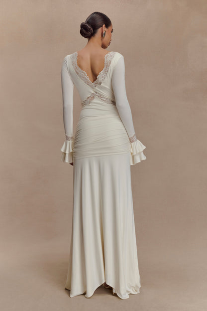 Electra Slinky Lace Maxi Dress - Ivory