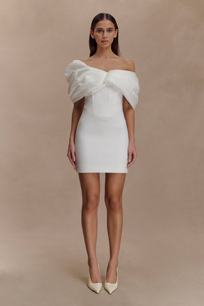 Aphrodite Off Shoulder Crepe Mini Dress - Ivory