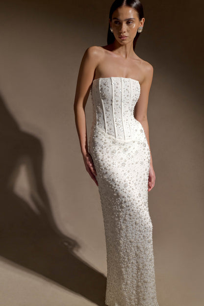 Gemma Strapless Embellished Maxi Dress - Ivory