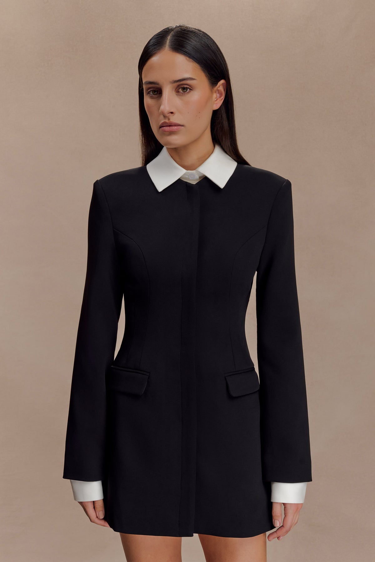 Gretchen Suiting Mini Dress - Black
