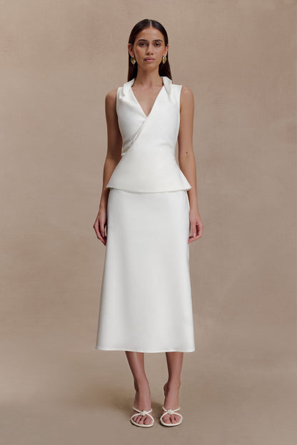 Yanina Cotton Halter Midi Dress - White
