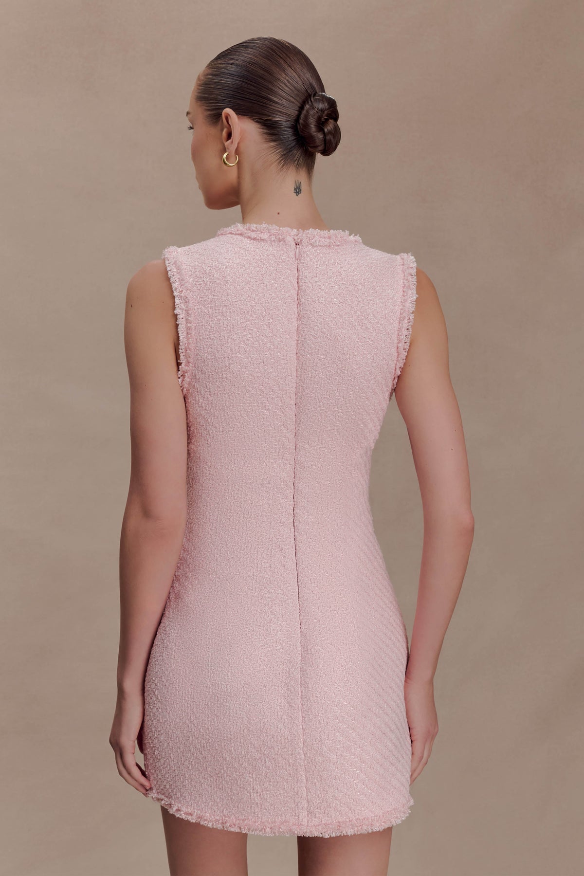 Lea Tweed Sleeveless Mini Dress - Baby Pink