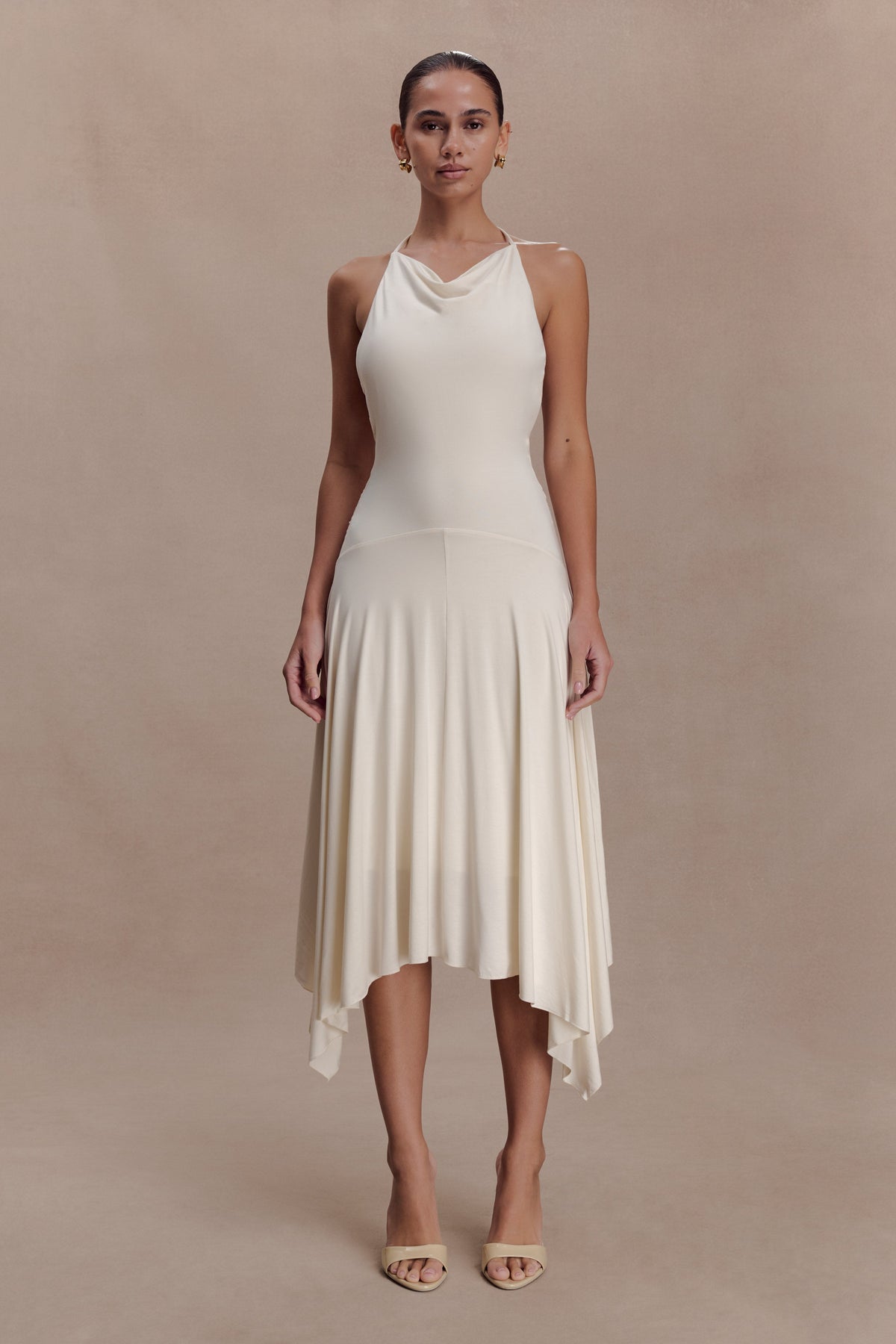 Sylvie Modal Hankie Midi Dress - Ivory