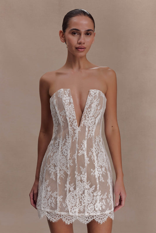 Zoey Lace Corset Mini Dress - Ivory