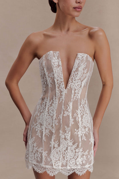Zoey Lace Corset Mini Dress - Ivory