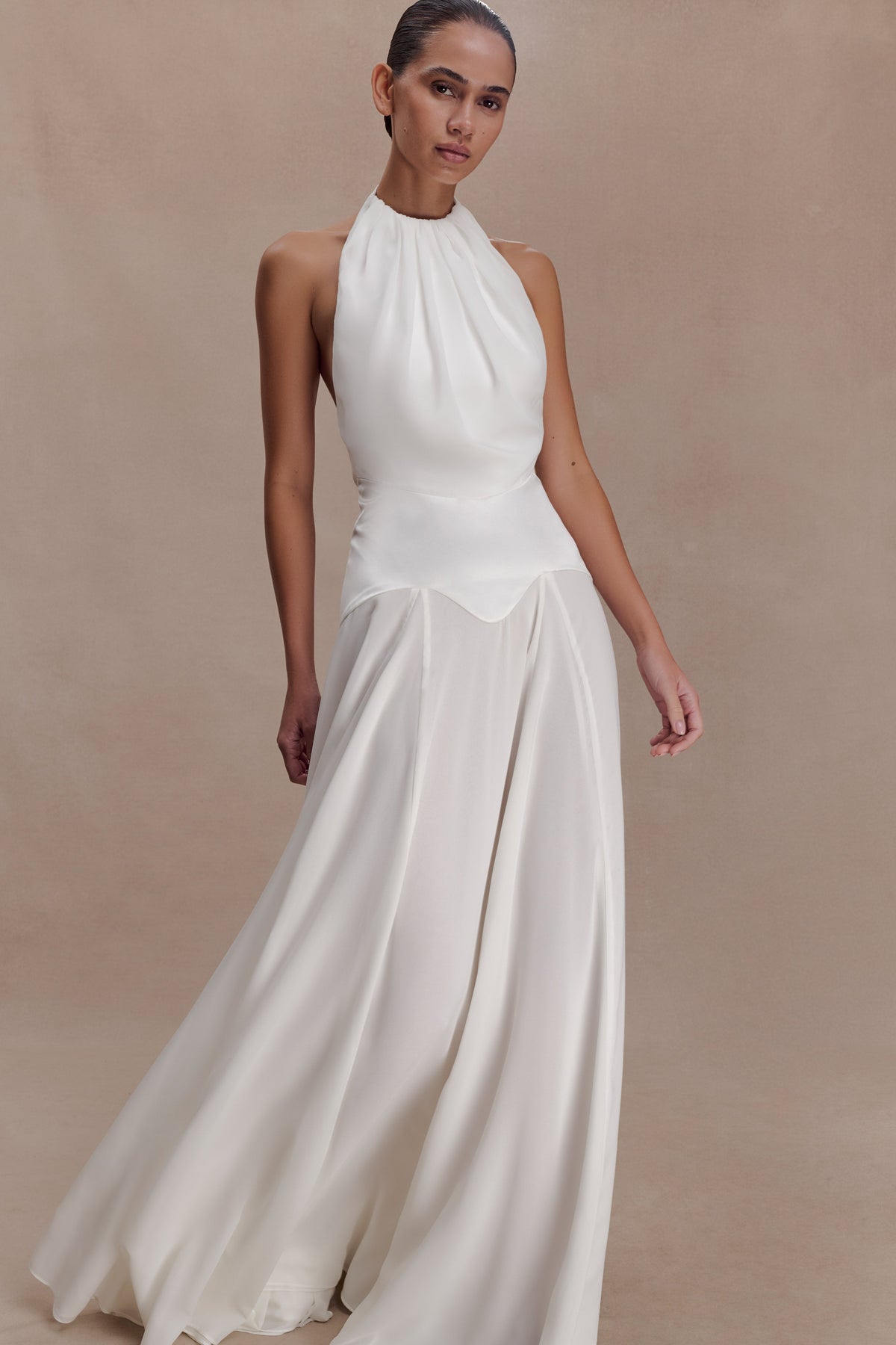 Susan Chiffon Halter Maxi Dress - Ivory