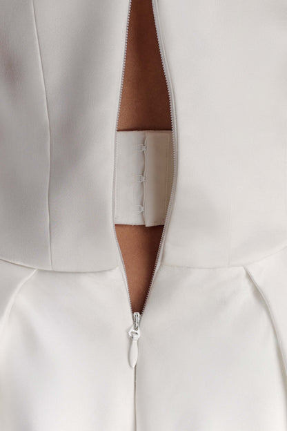 Willow Off Shoulder Satin Maxi Gown - White