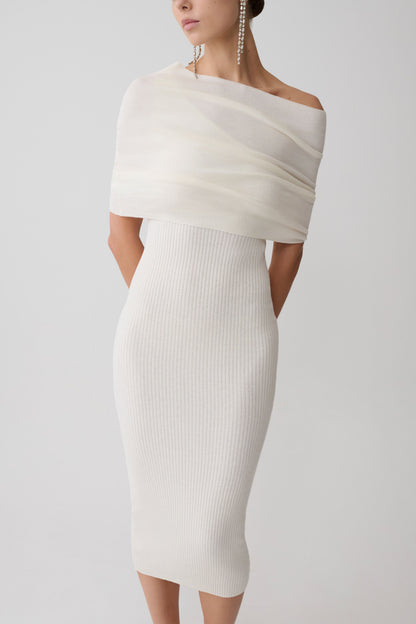 Zandie Cashmere Blend Knit Midi Dress - Ivory