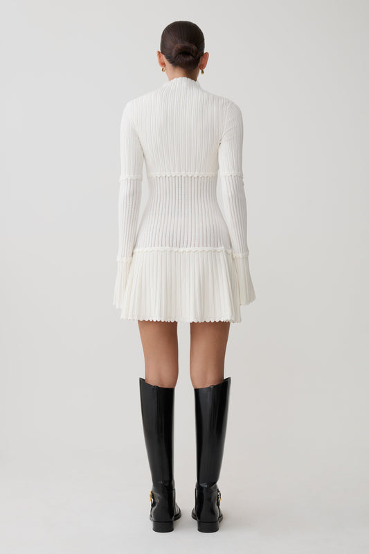 Adena Pointelle Knit Mini Dress - Ivory