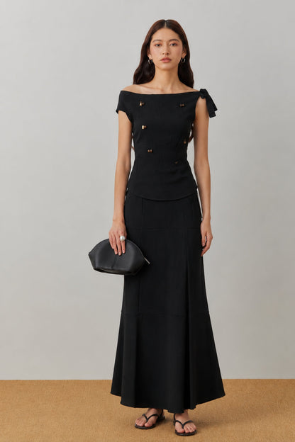 Noir Boat Neck Linen Co-ord