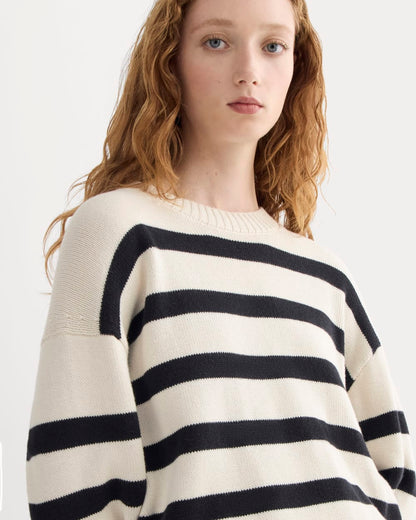 The Boxy Sweater in Everyday Cotton | Canvas / Black