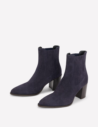 Point Casual Ankle Boots-Dark Navy