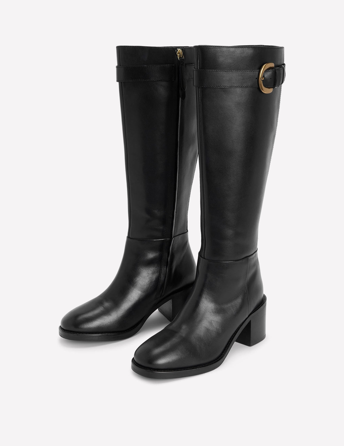 Buckle Detail Knee Boots-Black
