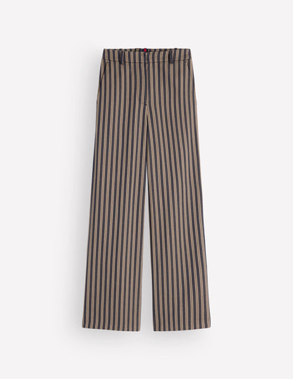Belgravia Tailored Trousers-Navy, Camel Stripe