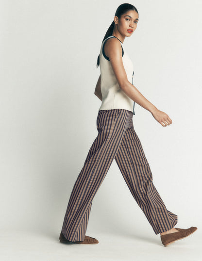 Belgravia Tailored Trousers-Navy, Camel Stripe