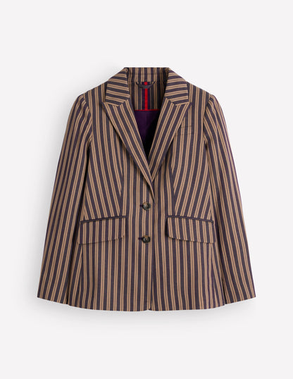 Stamford Tailored Blazer-Navy, Camel Tram Stripe