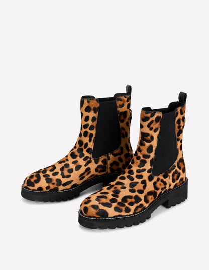 Jessie Chunky Chelsea Boots-Leopard