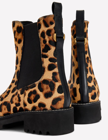 Jessie Chunky Chelsea Boots-Leopard