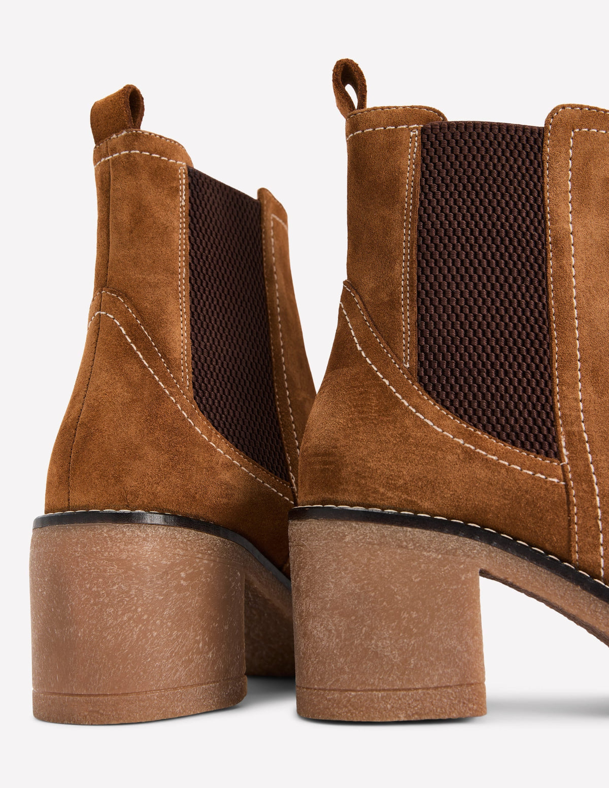 Heeled Crepe Chelsea Boots-Cognac Suede