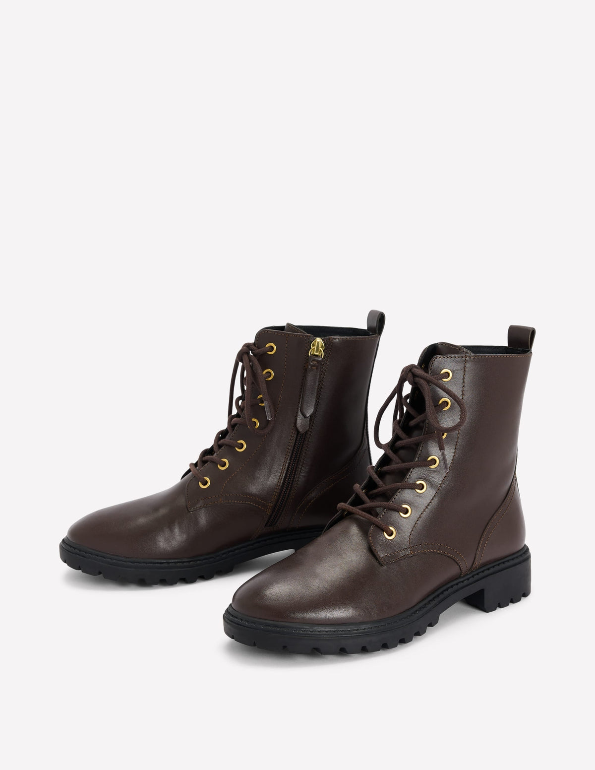 Alex Lace Up Ankle Boots-Chocolate