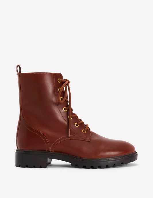 Alex Lace Up Ankle Boots-Russet Tan Leather