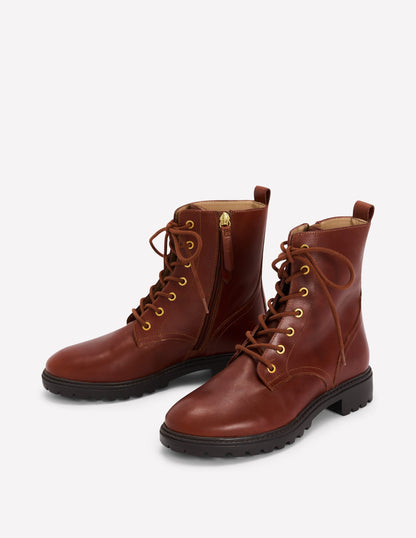 Alex Lace Up Ankle Boots-Russet Tan Leather