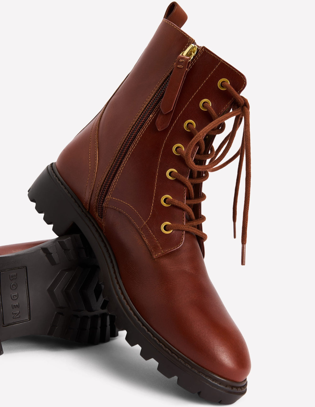Alex Lace Up Ankle Boots-Russet Tan Leather