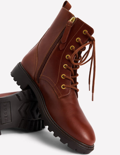 Alex Lace Up Ankle Boots-Russet Tan Leather