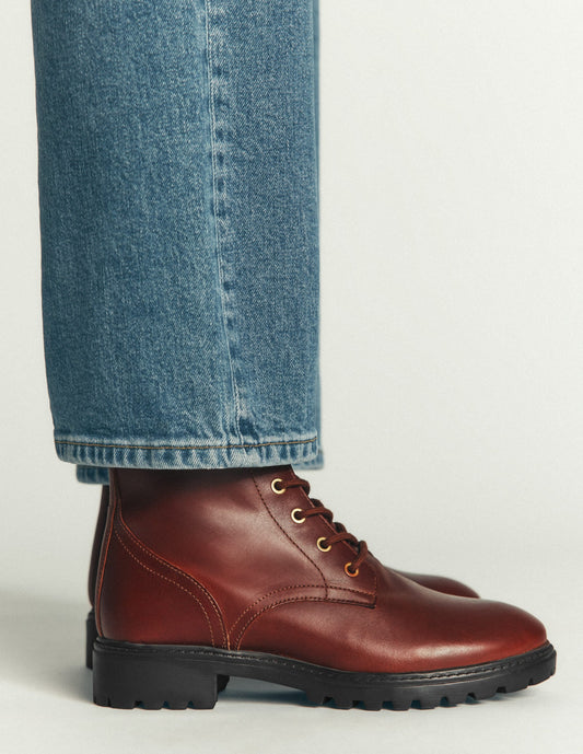 Alex Lace Up Ankle Boots-Russet Tan Leather