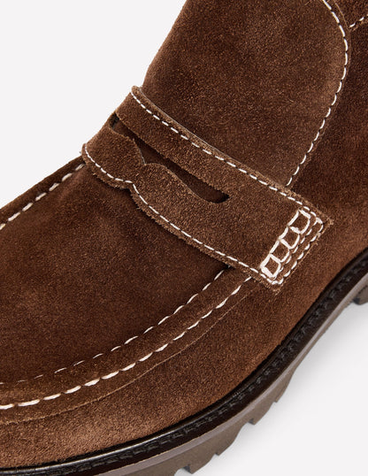 Loafer Ankle Boots-Chocolate Suede