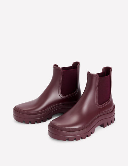 Chunky Chelsea Wellie Boots-Oxblood