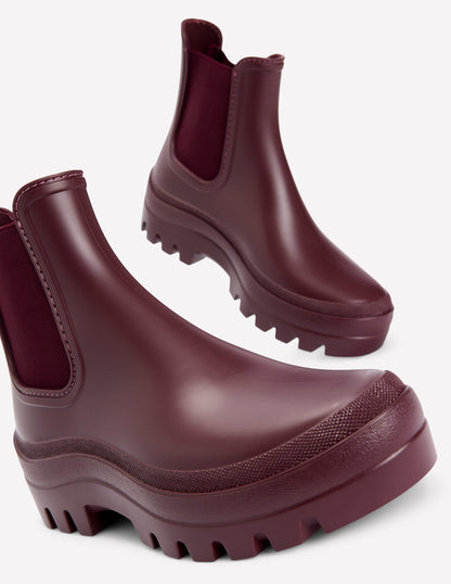 Chunky Chelsea Wellie Boots-Oxblood