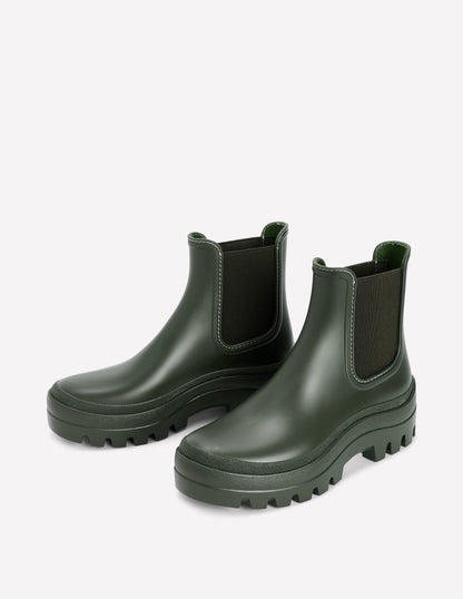 Chunky Chelsea Wellie Boots-Khaki