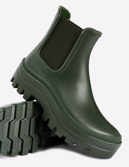 Chunky Chelsea Wellie Boots-Khaki