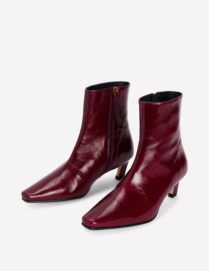 Chisel Toe Ankle Boots-Oxblood