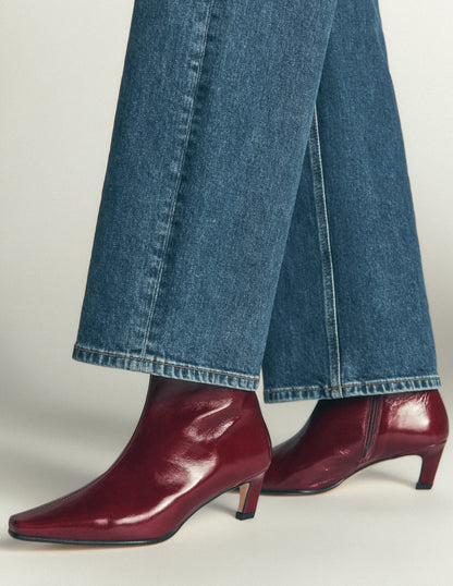 Chisel Toe Ankle Boots-Oxblood
