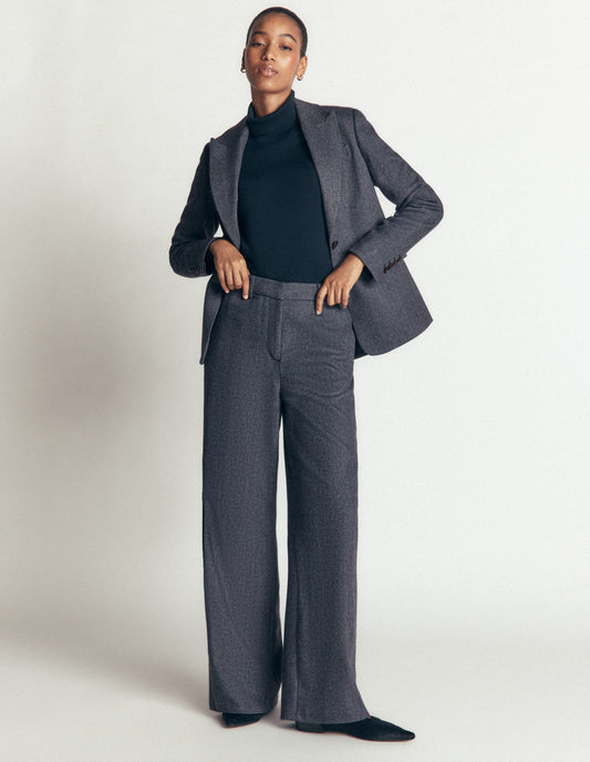Belgravia Wool Blend Trousers-Blue Herringbone