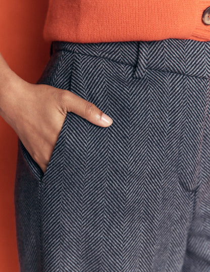 Belgravia Wool Blend Trousers-Blue Herringbone