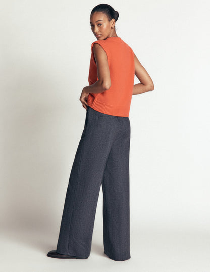 Belgravia Wool Blend Trousers-Blue Herringbone
