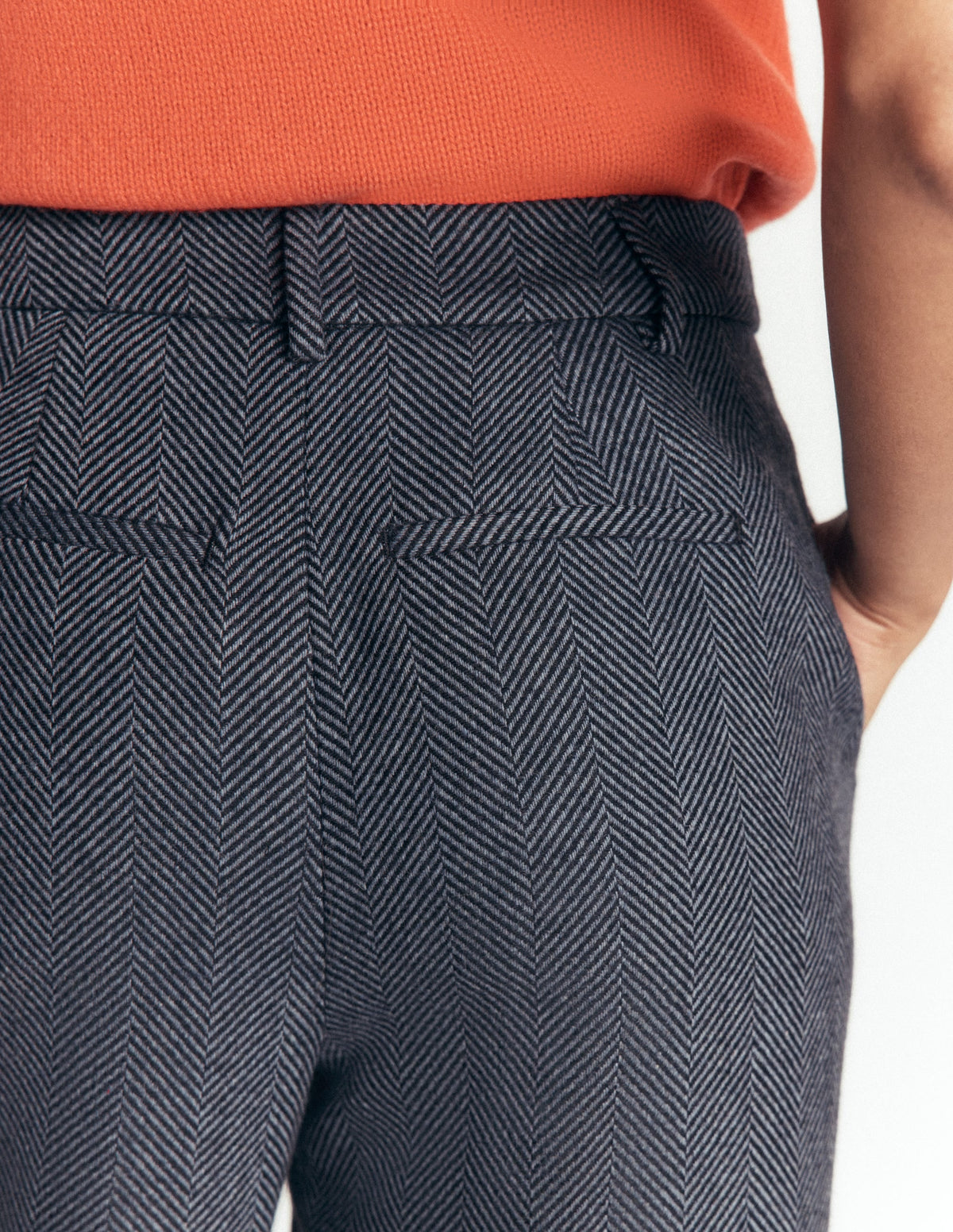 Belgravia Wool Blend Trousers-Blue Herringbone