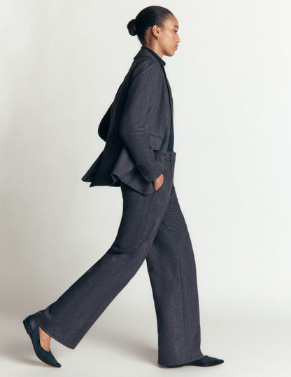 Belgravia Wool Blend Trousers-Blue Herringbone